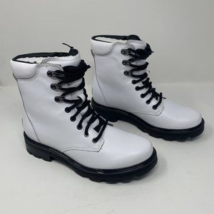 Sorel Lennox 2009281100 STKD Boot Women 7.5 White Black Lace Up Waterproof S0601